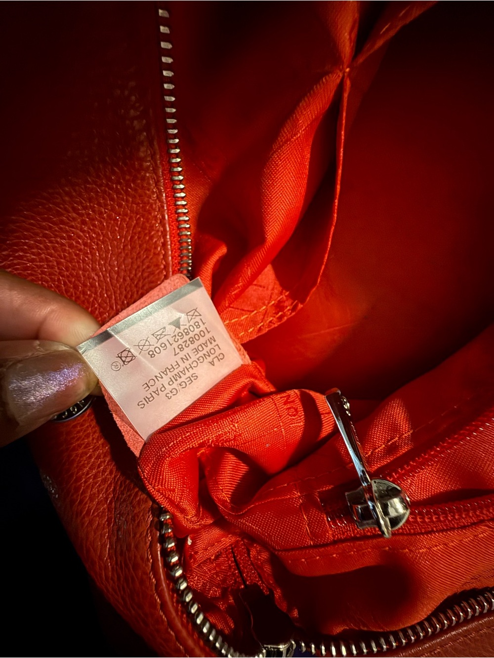 Longchamp Le Foulonne Red Leather Tote with Dual Handles and Shoulder Strap - Picture 11 of 16